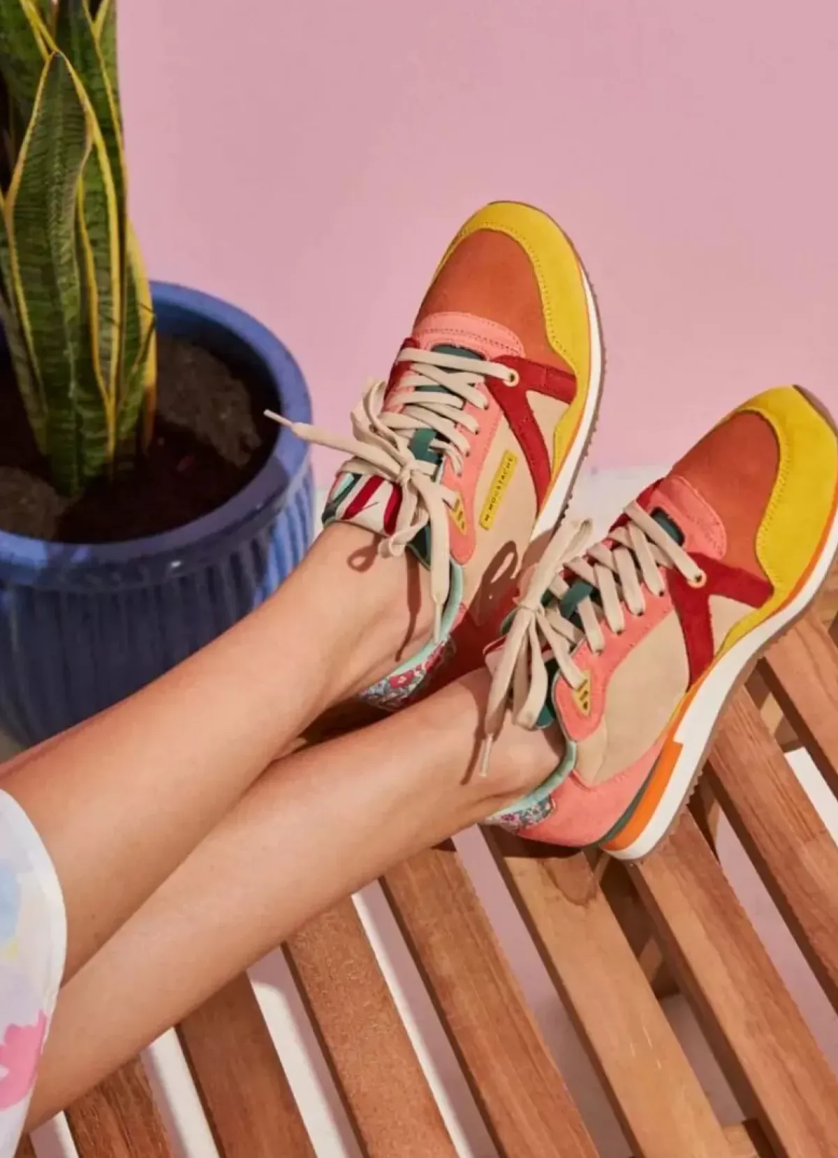 Danefæ Sneakers>M.Moustache Andre Running Sneakers Suede Jaune Orange Carmin