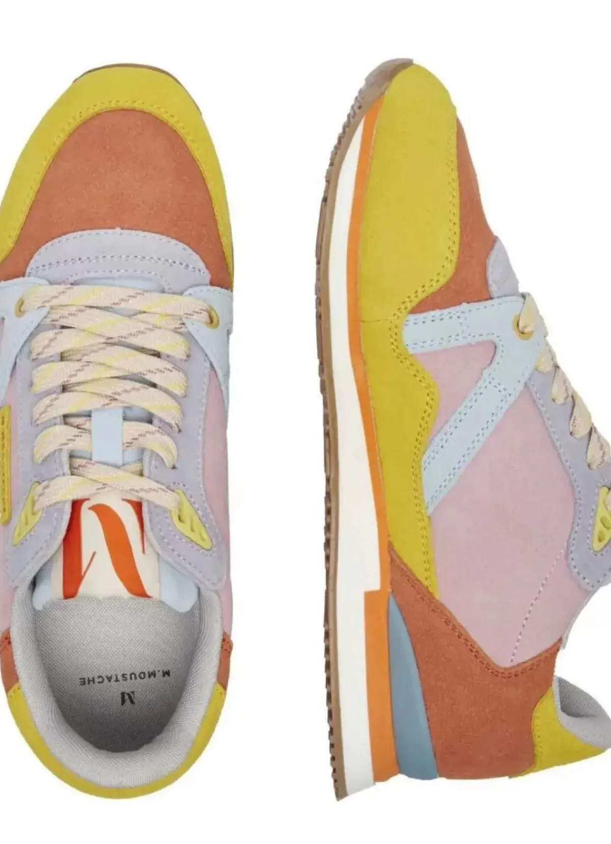 Danefæ Sneakers>M.Moustache Andre Running Sneakers Suede Jaune Orange Ciel