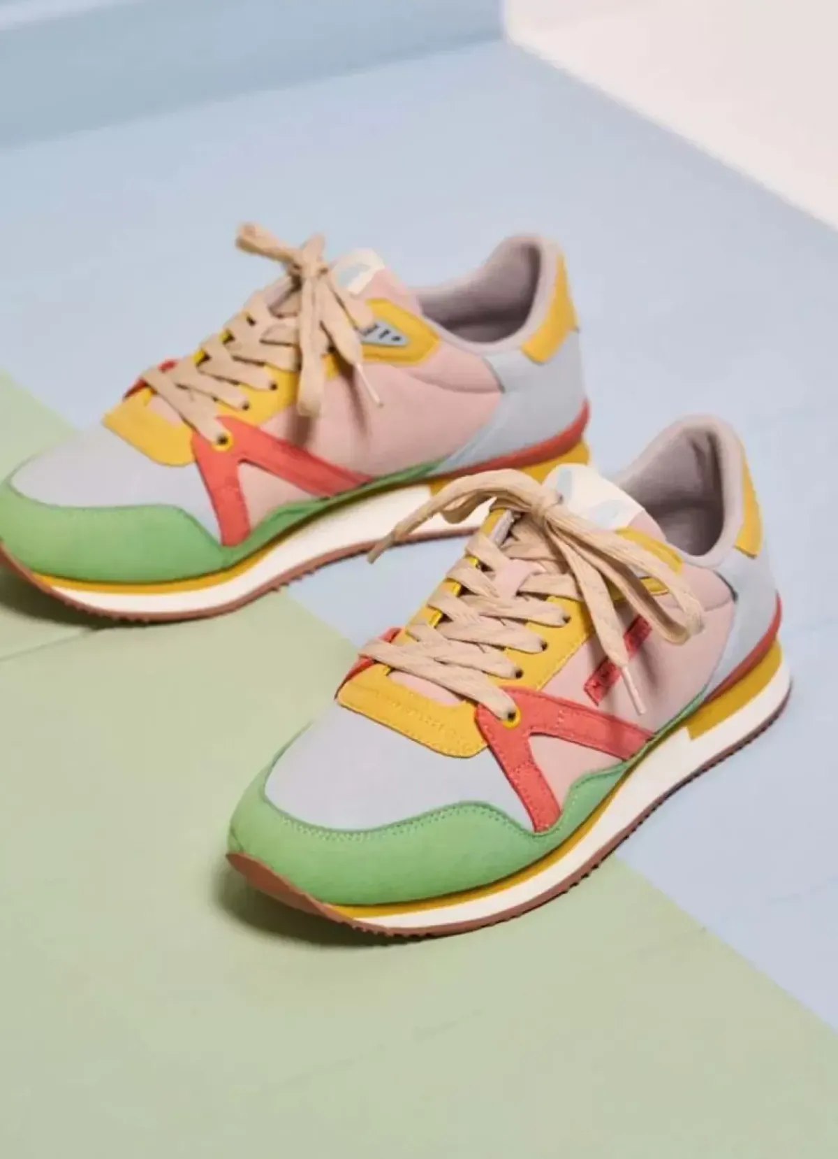 Danefæ Sneakers>M.Moustache Andre Running Sneakers Suede Vert D'Eau Ciel Saumon