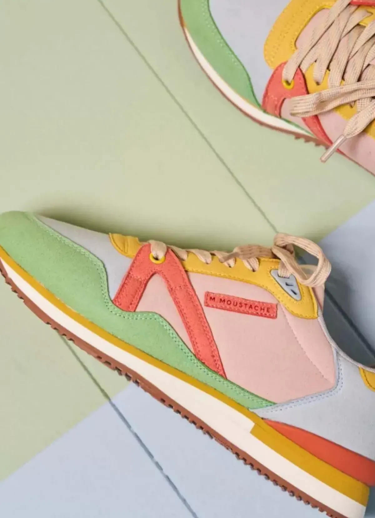 Danefæ Sneakers>M.Moustache Andre Running Sneakers Suede Vert D'Eau Ciel Saumon