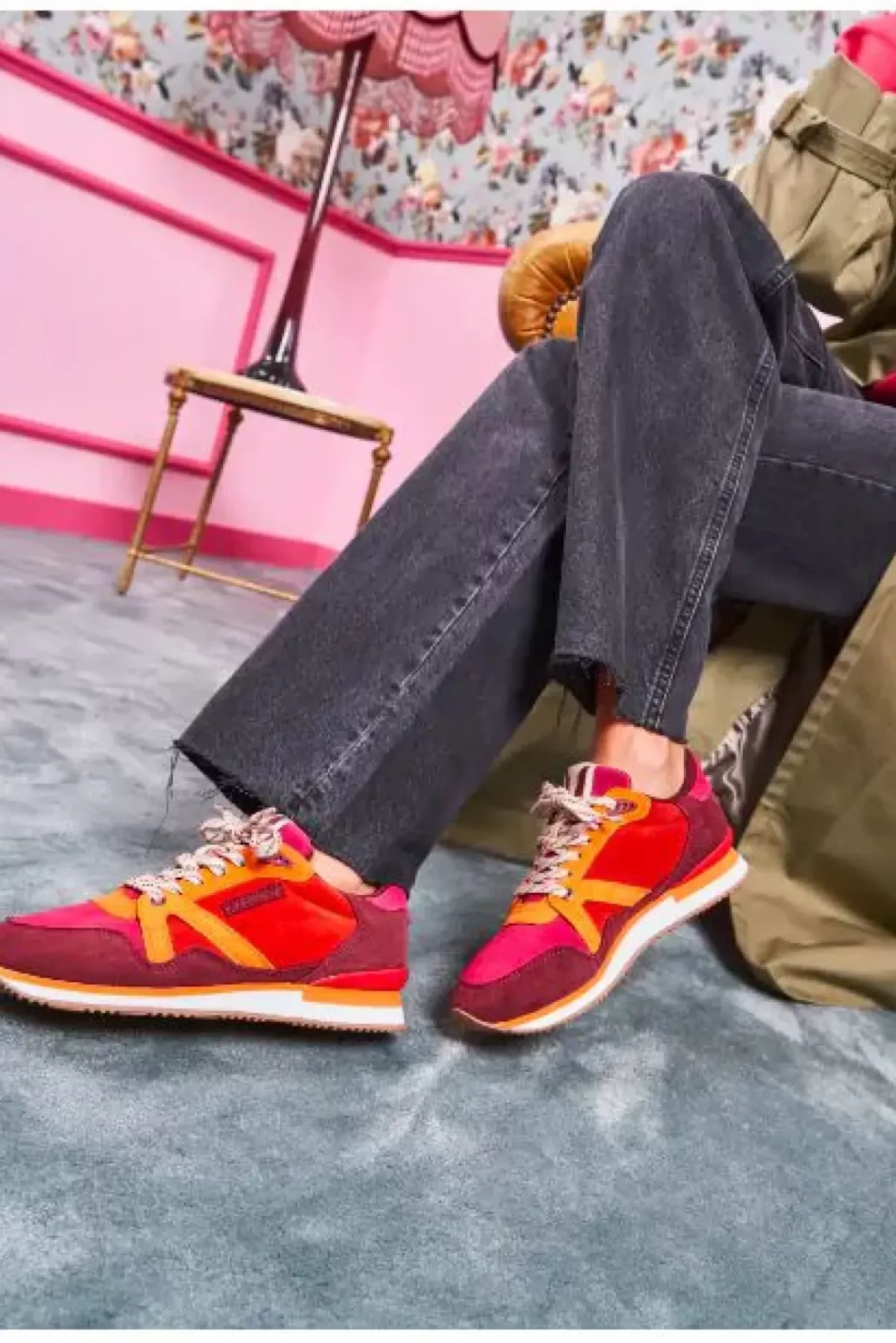 Danefæ Sneakers>M.Moustache Andre Running Sneakers Suede Bordeaux Amarante Orange