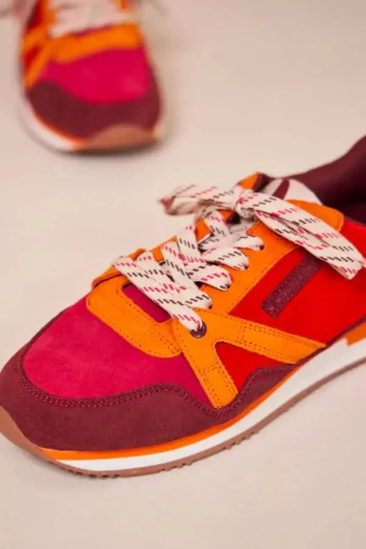 Danefæ Sneakers>M.Moustache Andre Running Sneakers Suede Bordeaux Amarante Orange
