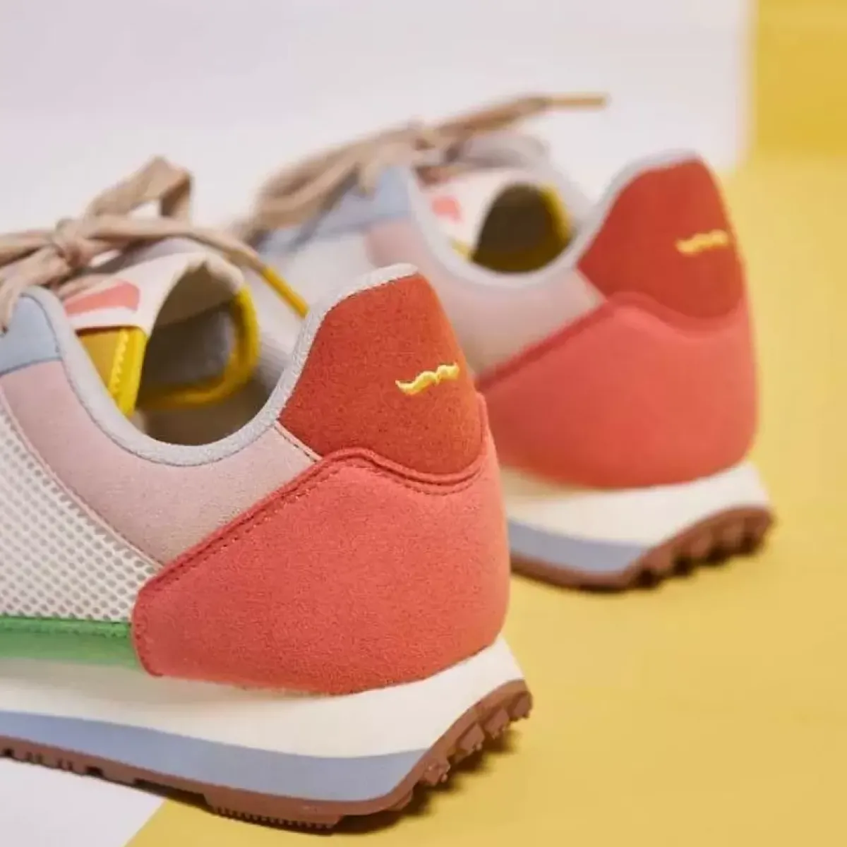 Danefæ Sneakers>M.Moustache Gabrielle Suede Jaune Corail Ciel