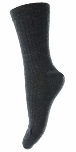 Danefæ Socken Und Strümpfe>Mp Wool Rib Socks Dark Grey-497