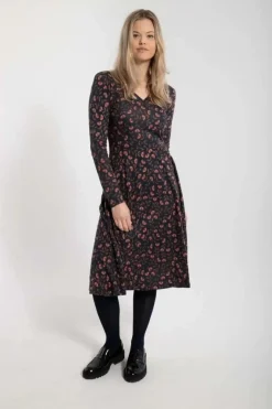 Danefæ Kleider>Organic - Danandreasen Dress Dk Navy/Redwine Fleurie