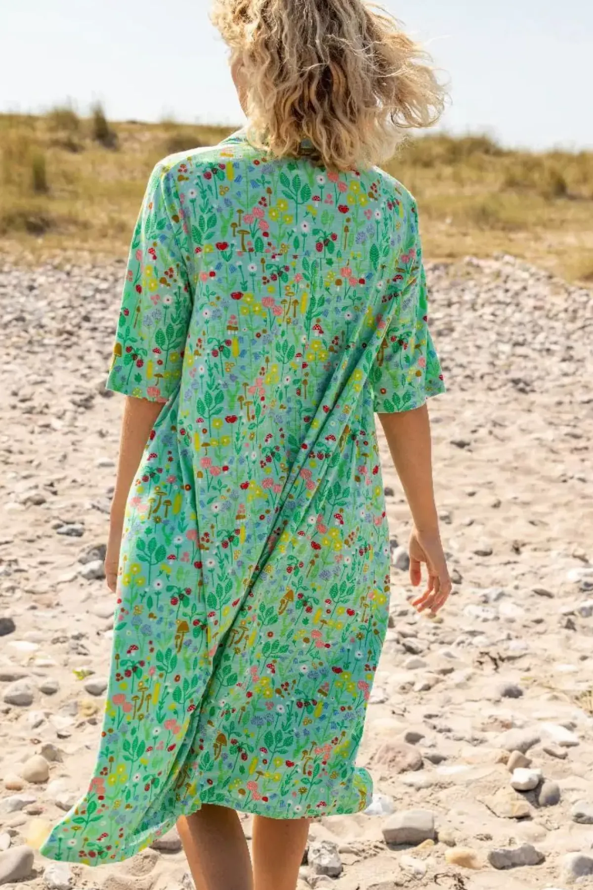 Danefæ Kleider>Organic - Dananemone Viscose Slub Dress Foam Botanical