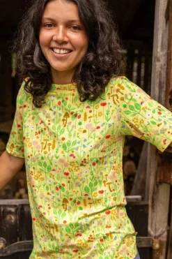 Danefæ T-Shirts>Organic - Daneboatneck Viscose Slub Tee Pale Yellow Botanical