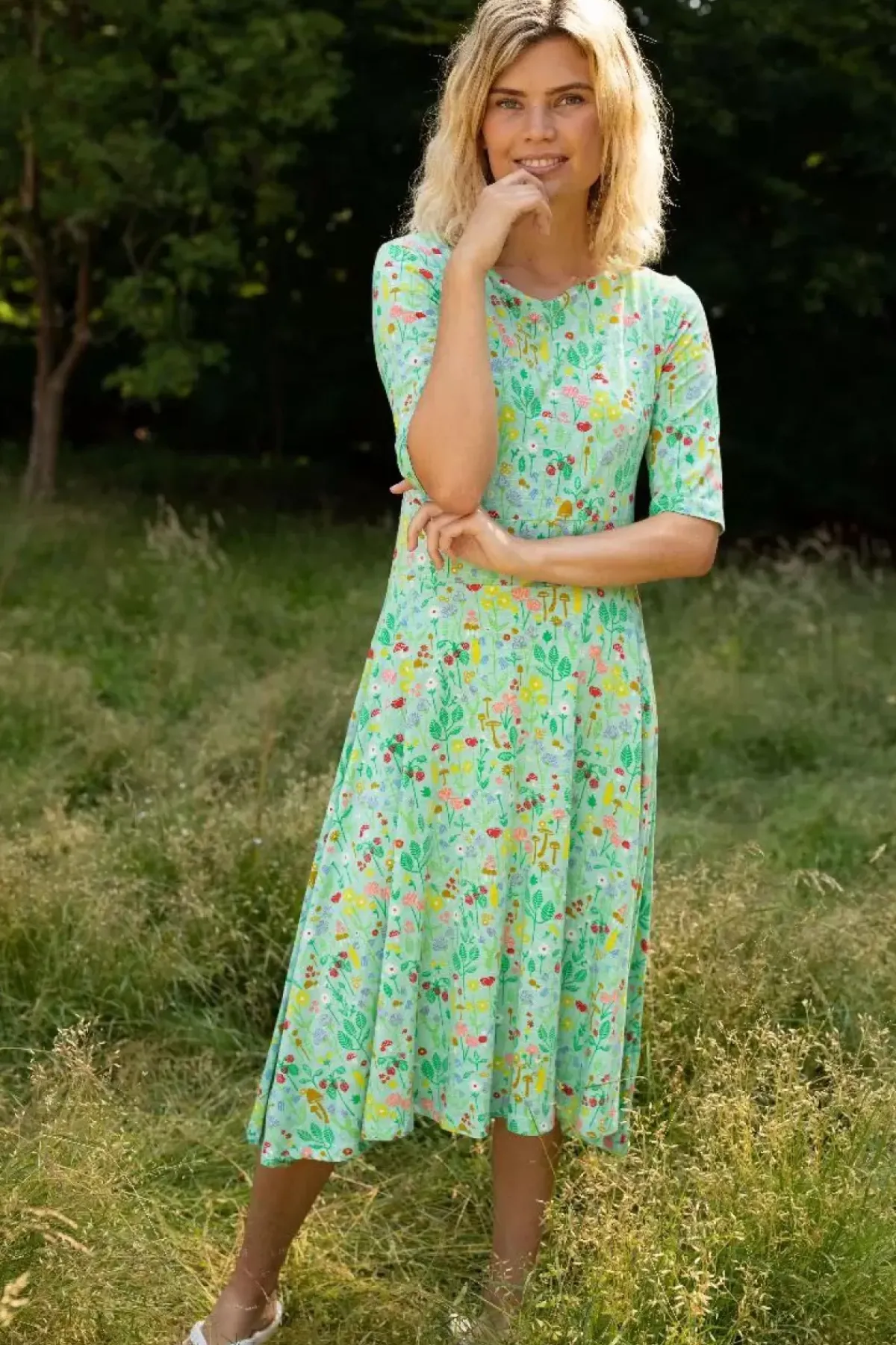 Danefæ Kleider>Organic - Danecharlotte Viscose Dress Foam Botanical