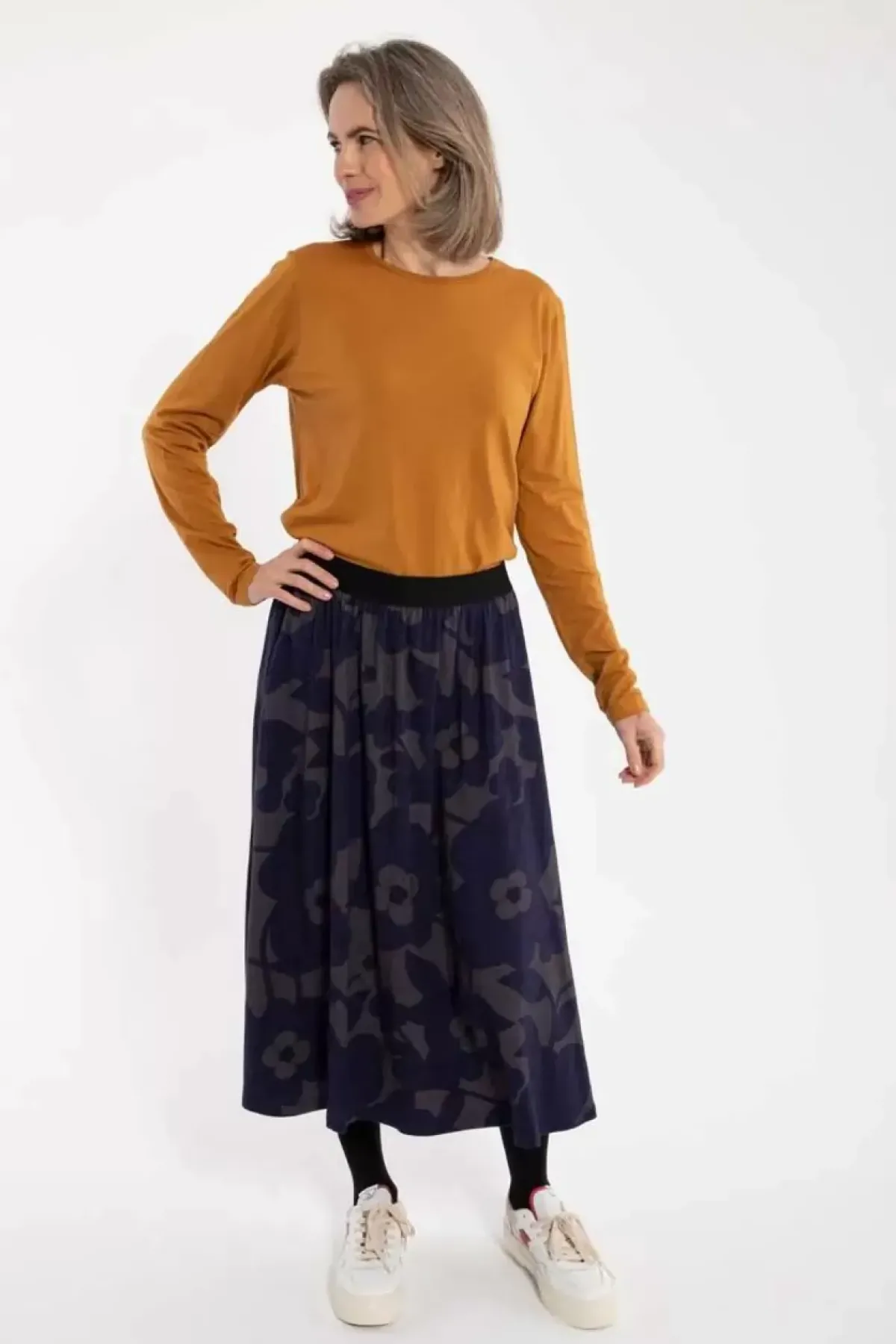 Danefæ Röcke>Organic - Danechichi Skirt Grey Marine Bloom Boom