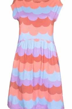 Danefæ Kleider>Organic - Danedomenica Slub Jersey Dress Warm Rose/Coral Puffy Clouds