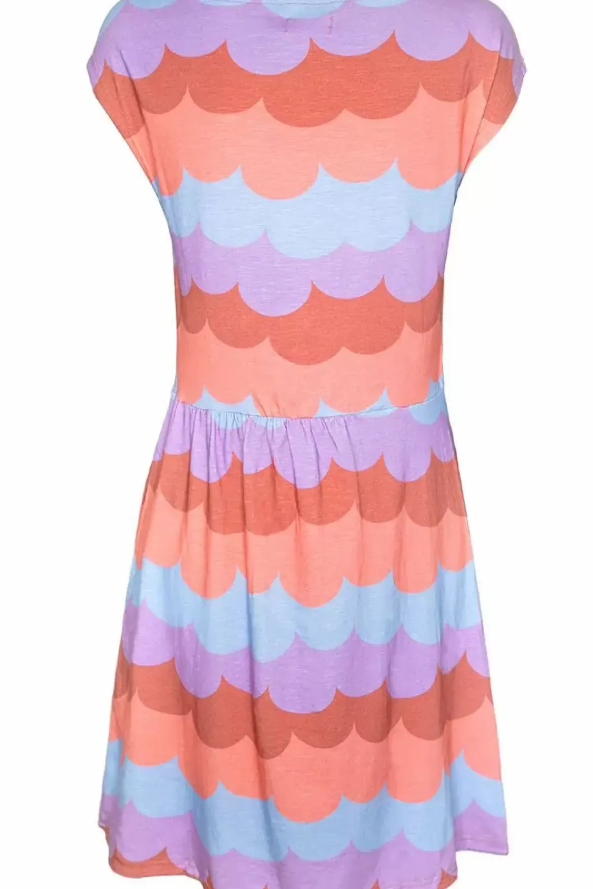 Danefæ Kleider>Organic - Danedomenica Slub Jersey Dress Warm Rose/Coral Puffy Clouds