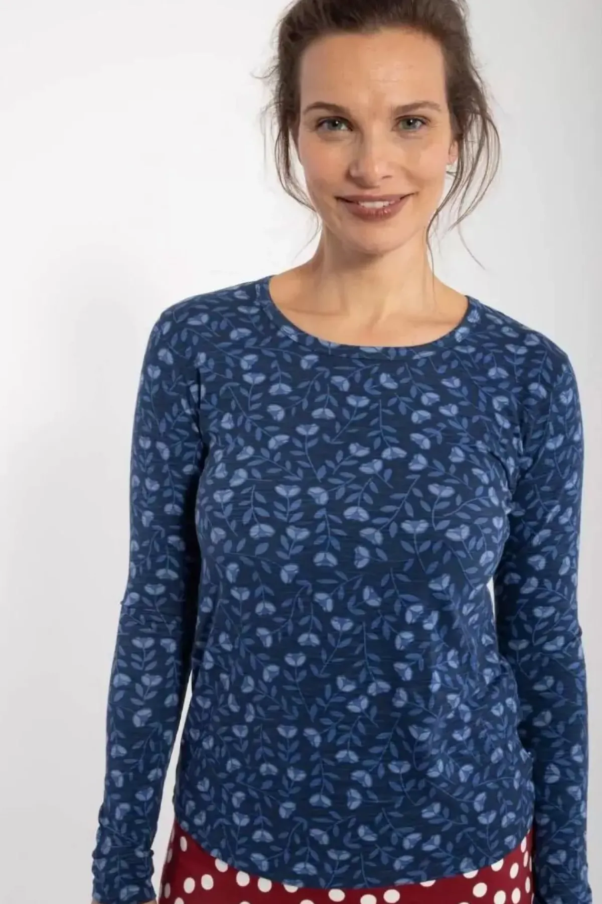 Danefæ Hemden Und Shirts>Organic - Danelotte Tee Marine/Cold Blue Fleurie