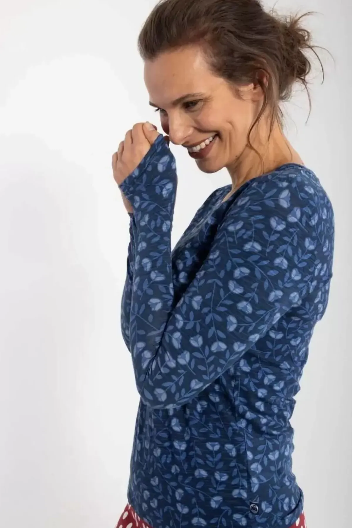 Danefæ Hemden Und Shirts>Organic - Danelotte Tee Marine/Cold Blue Fleurie