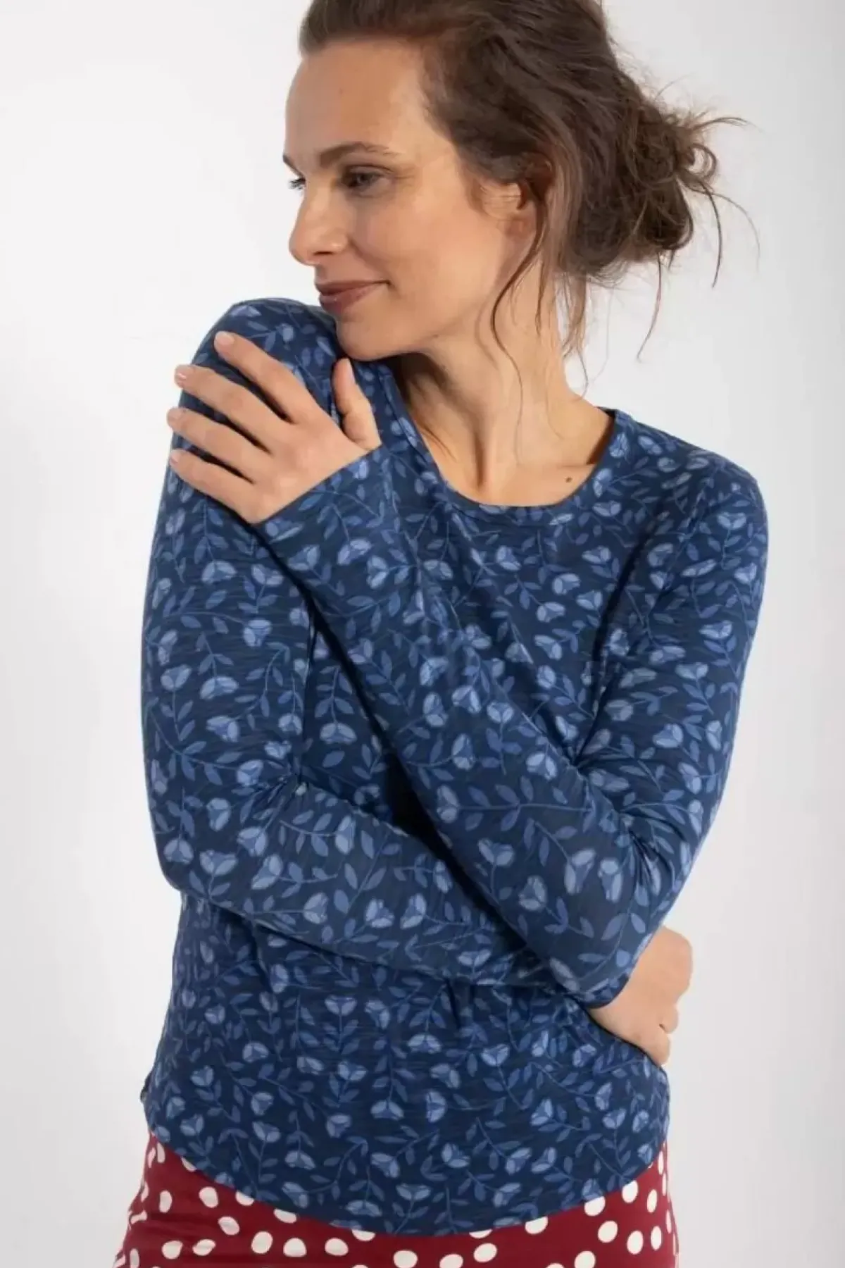Danefæ Hemden Und Shirts>Organic - Danelotte Tee Marine/Cold Blue Fleurie