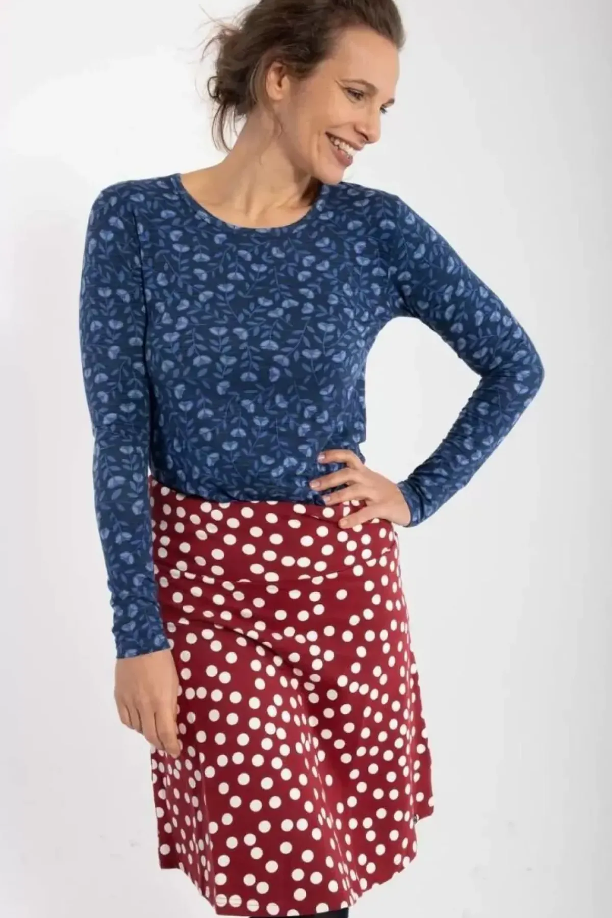 Danefæ Hemden Und Shirts>Organic - Danelotte Tee Marine/Cold Blue Fleurie