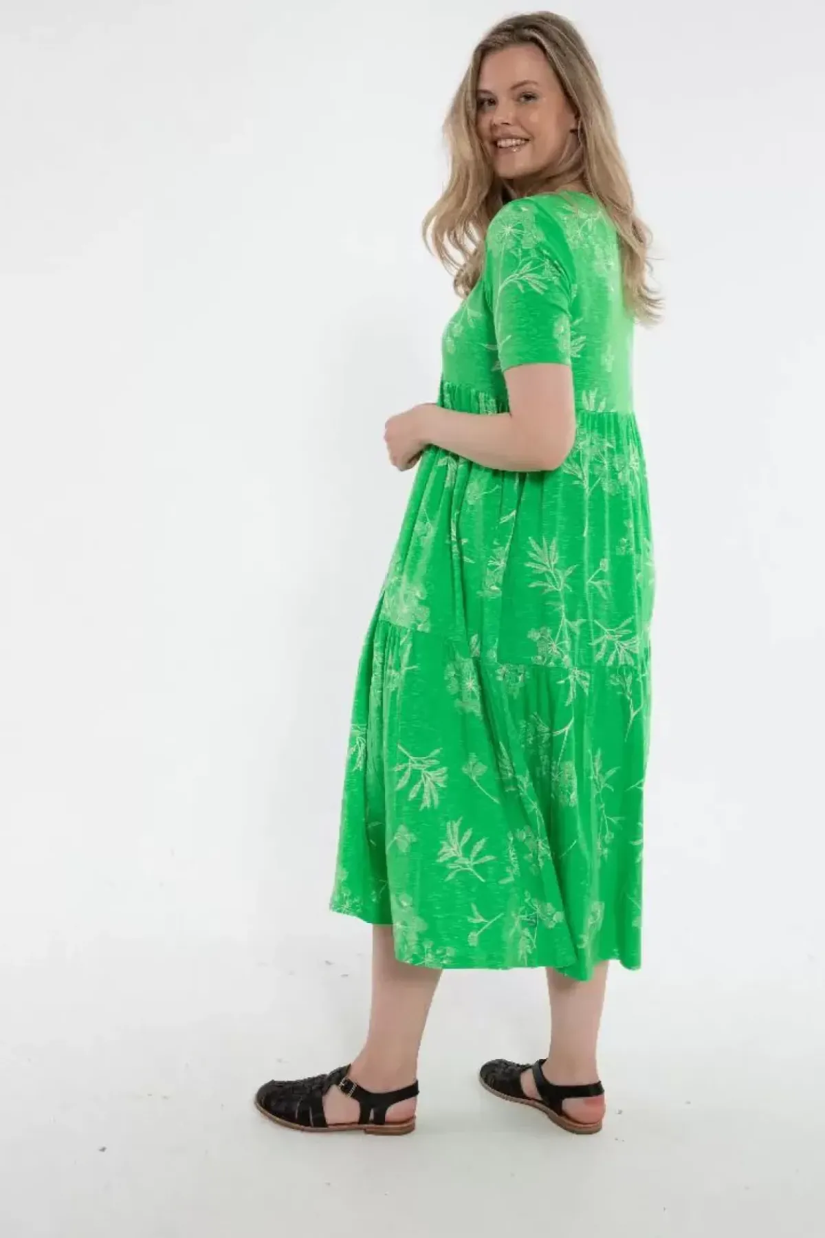 Danefæ Kleider>Organic - Danemarkise Slub Jersey Dress Spring Green Hemlock