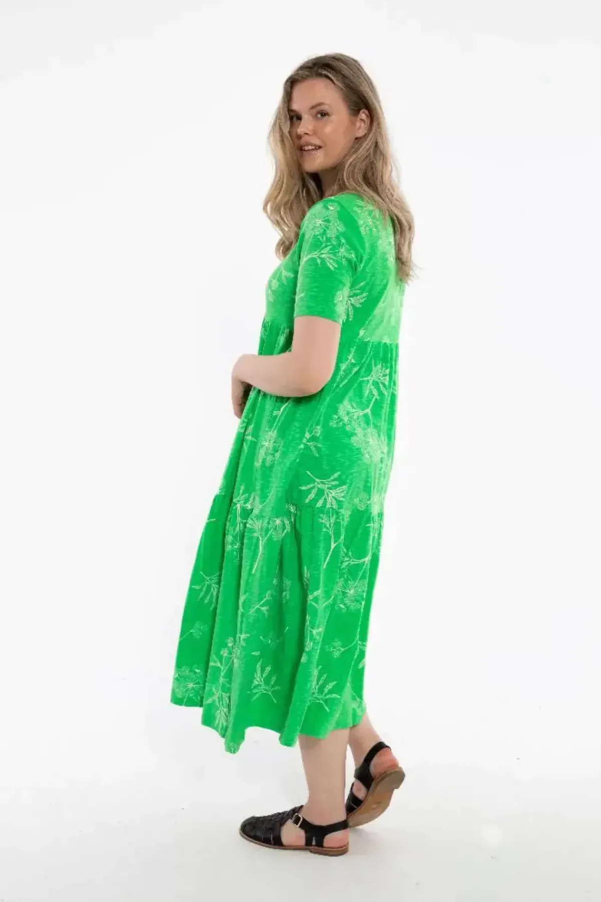 Danefæ Kleider>Organic - Danemarkise Slub Jersey Dress Spring Green Hemlock