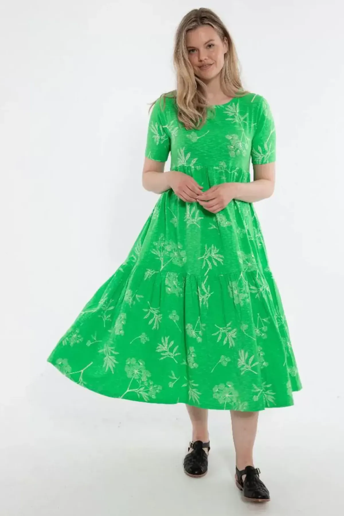 Danefæ Kleider>Organic - Danemarkise Slub Jersey Dress Spring Green Hemlock