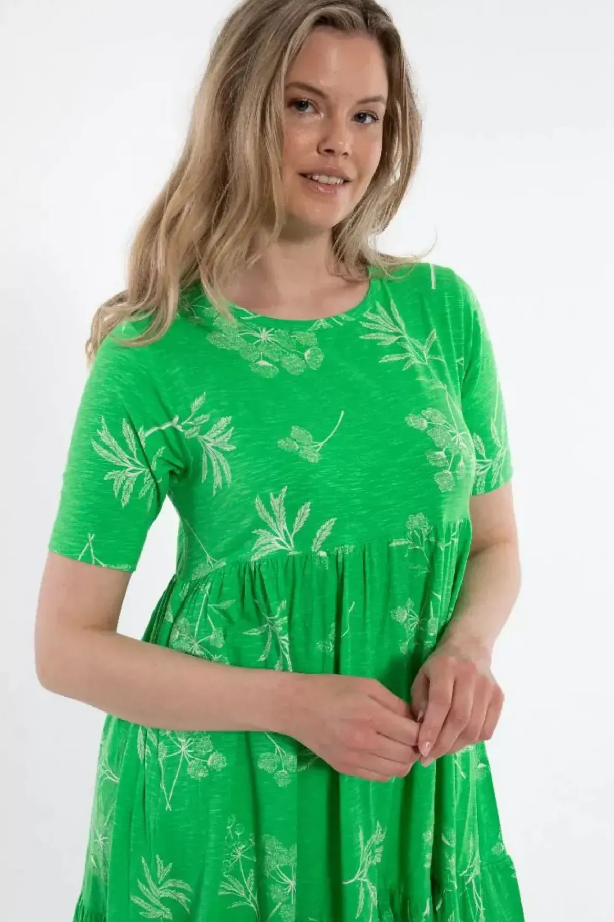 Danefæ Kleider>Organic - Danemarkise Slub Jersey Dress Spring Green Hemlock