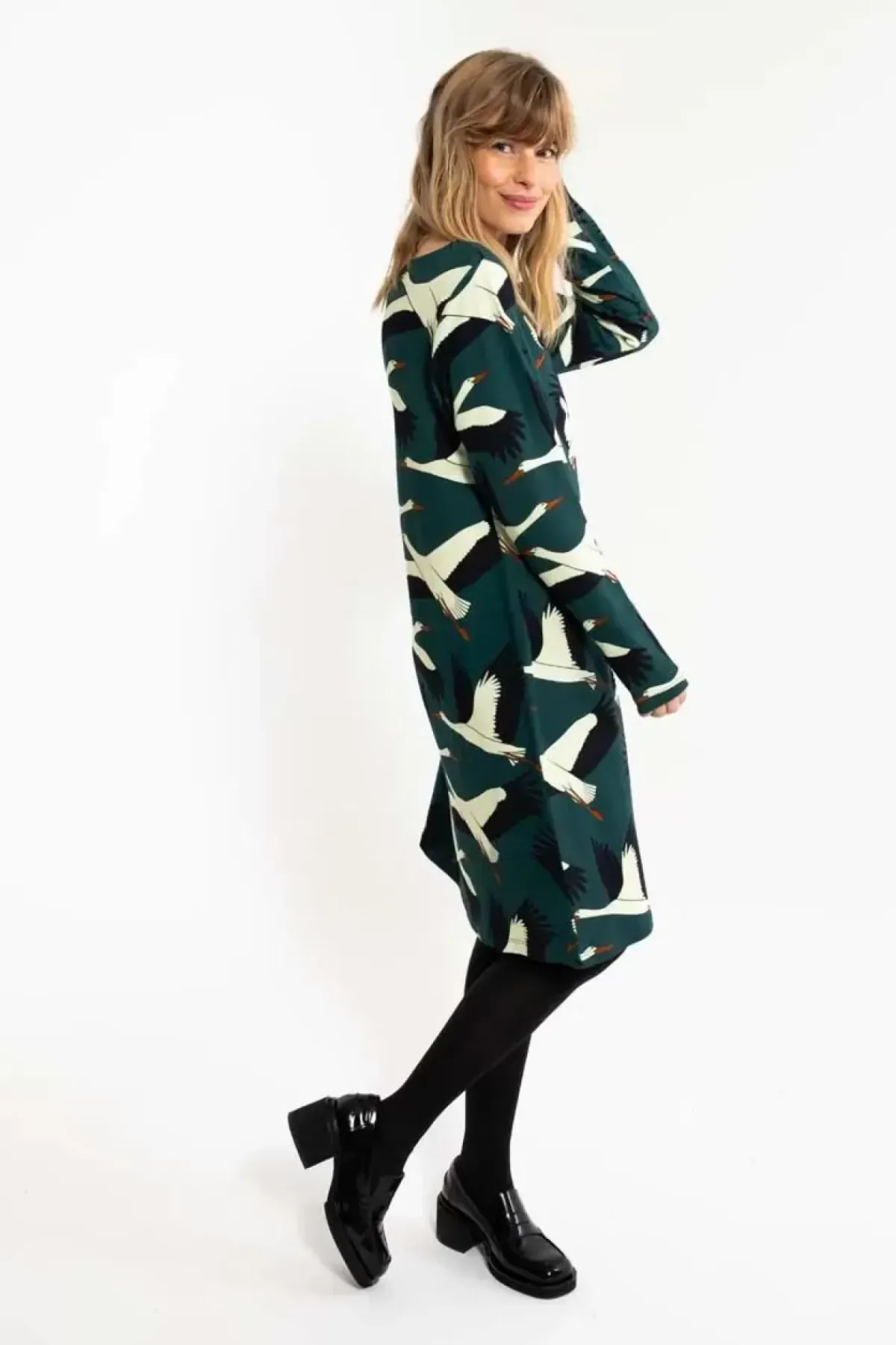 Danefæ Kleider>Organic - Danolivia Interlock Dress Dark Duck Stork