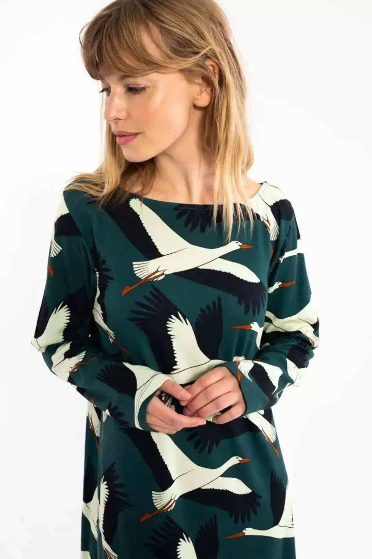 Danefæ Kleider>Organic - Danolivia Interlock Dress Dark Duck Stork