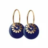 Danefæ Schmuck>Scherning Bloom Oreringe Stor Midnight Blue/Guldbelagt