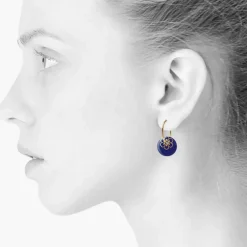 Danefæ Schmuck>Scherning Flora Oreringe Stor Ultramarine/Guldbelagt