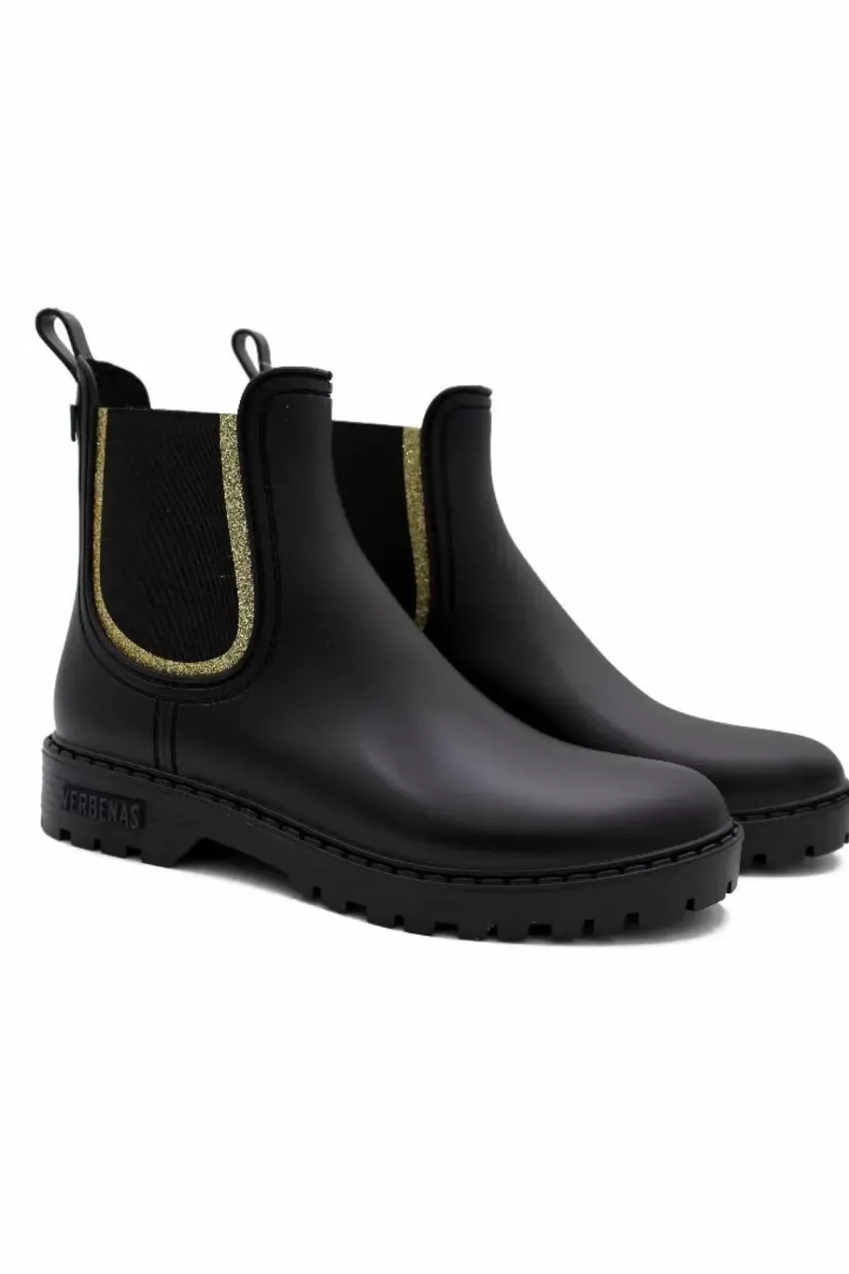 Danefæ Gummistiefel>Verbenas Gaudi Mate Glitter Negro/Ocre