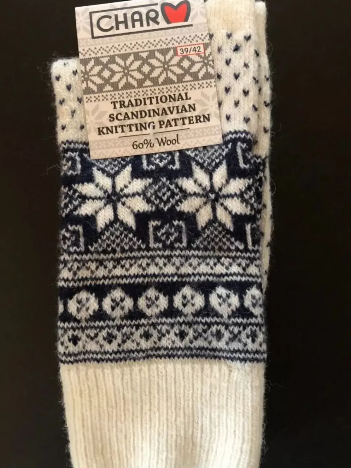 Danefæ Socken Und Strümpfe>Woolwear Uldsokker M/Snefnug White/Navy Nr.31