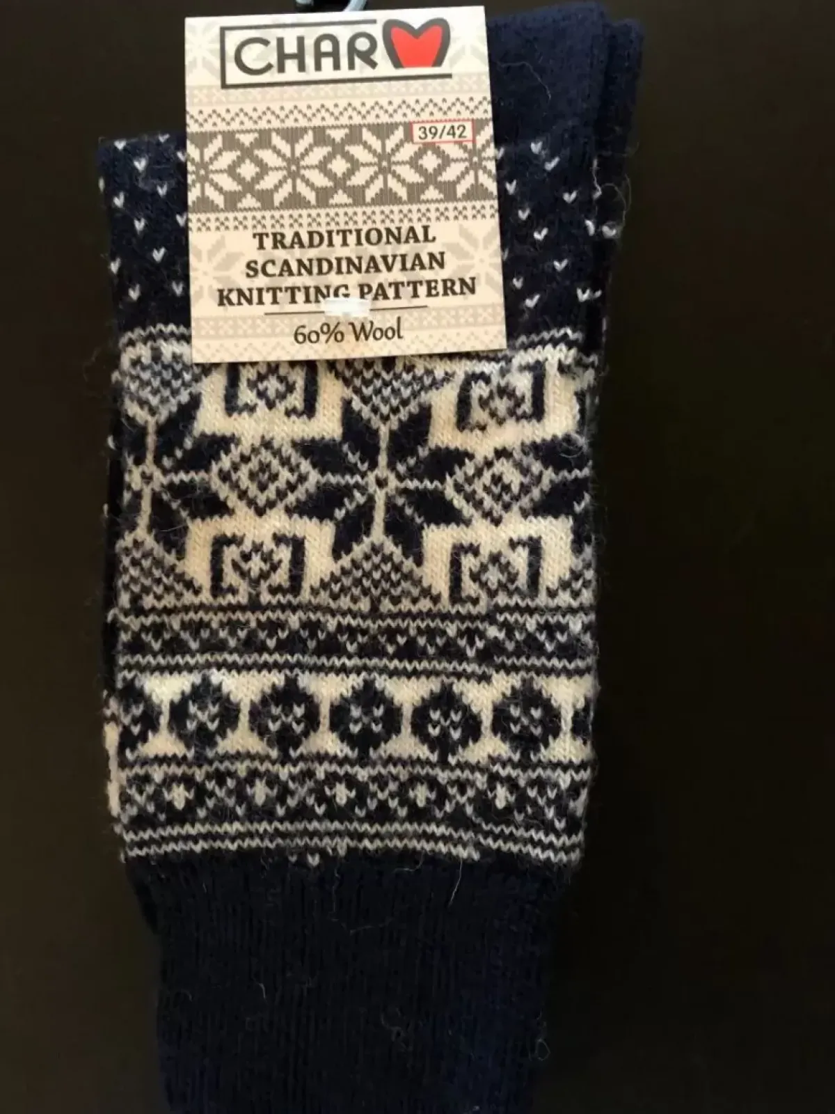 Danefæ Socken Und Strümpfe>Woolwear Uldsokker M/Snefnug Navy/White Nr.30